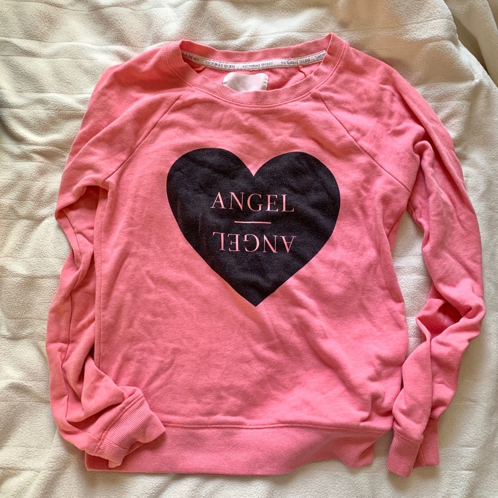 Victoria’s Secret Angel pink/black heart sweatshirt